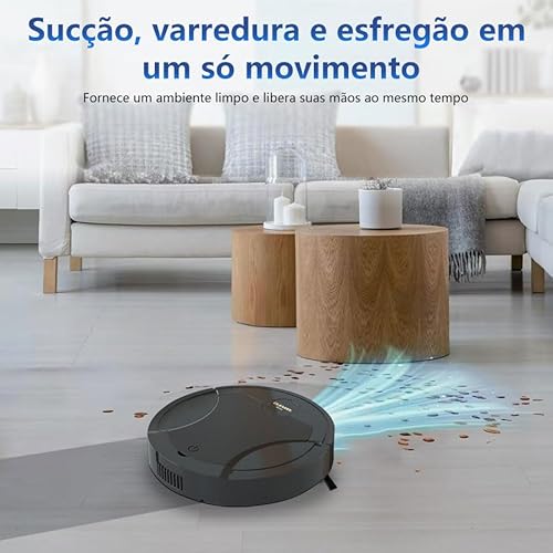 Aspirador de Pó Robô 5 em 1, Automático, 300 ml, com Sistema de Prevenção de Queda e de Colisão
