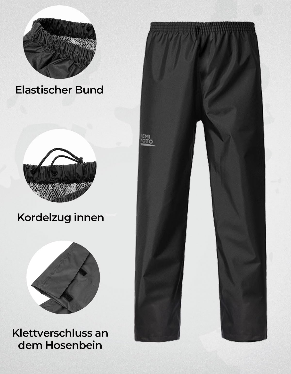 KEMIMOTO Motorrad Regenanzug Herren, 15000MMH₂O Wasserdichter Winddicht Regenmantel, Reflektierender Atmungsaktiv Fahrrad Regenbekleidung, Teilig Regenjacke für Roller Angeln Boot