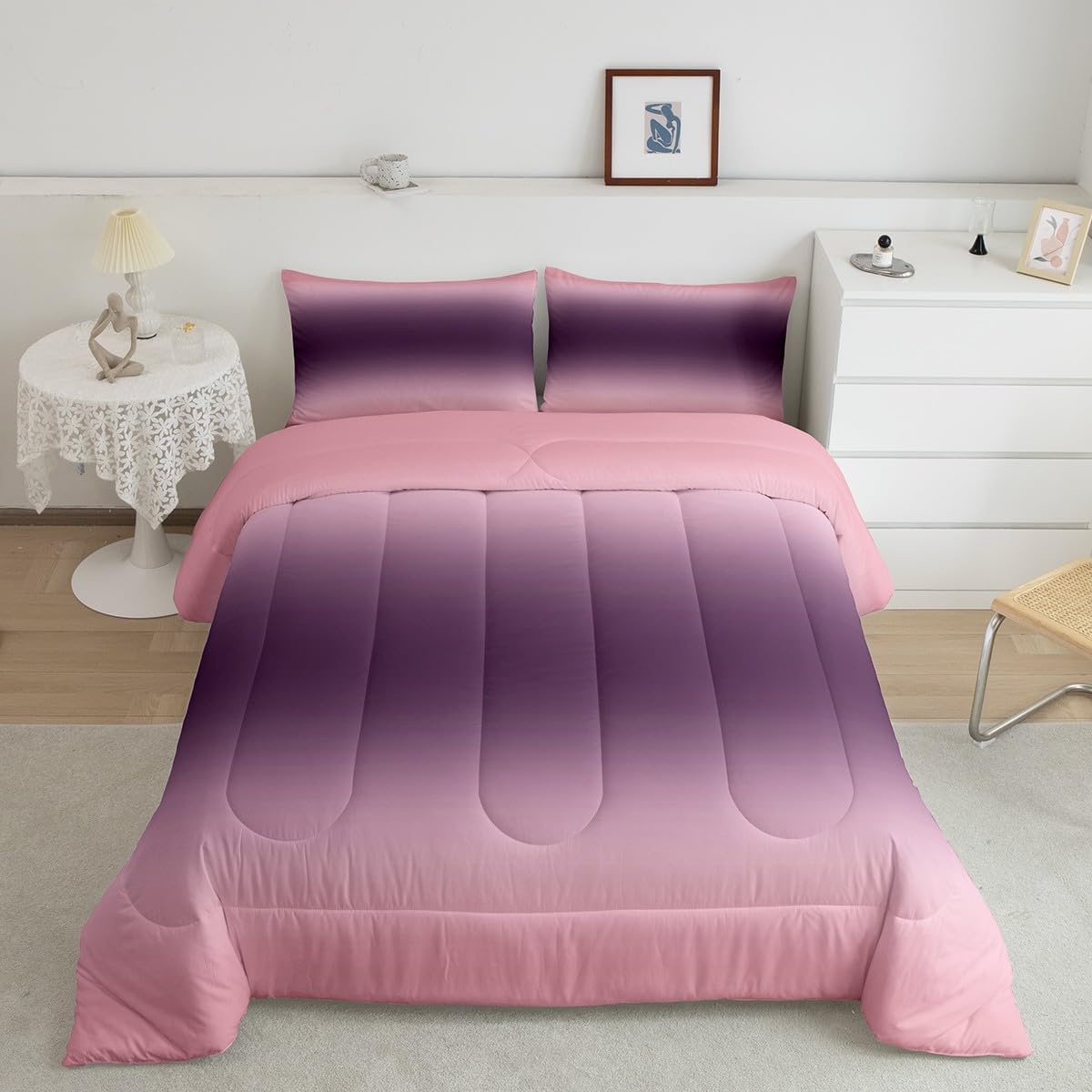 Erosebridal Girls Comforter Set Pink and Purple Gradient