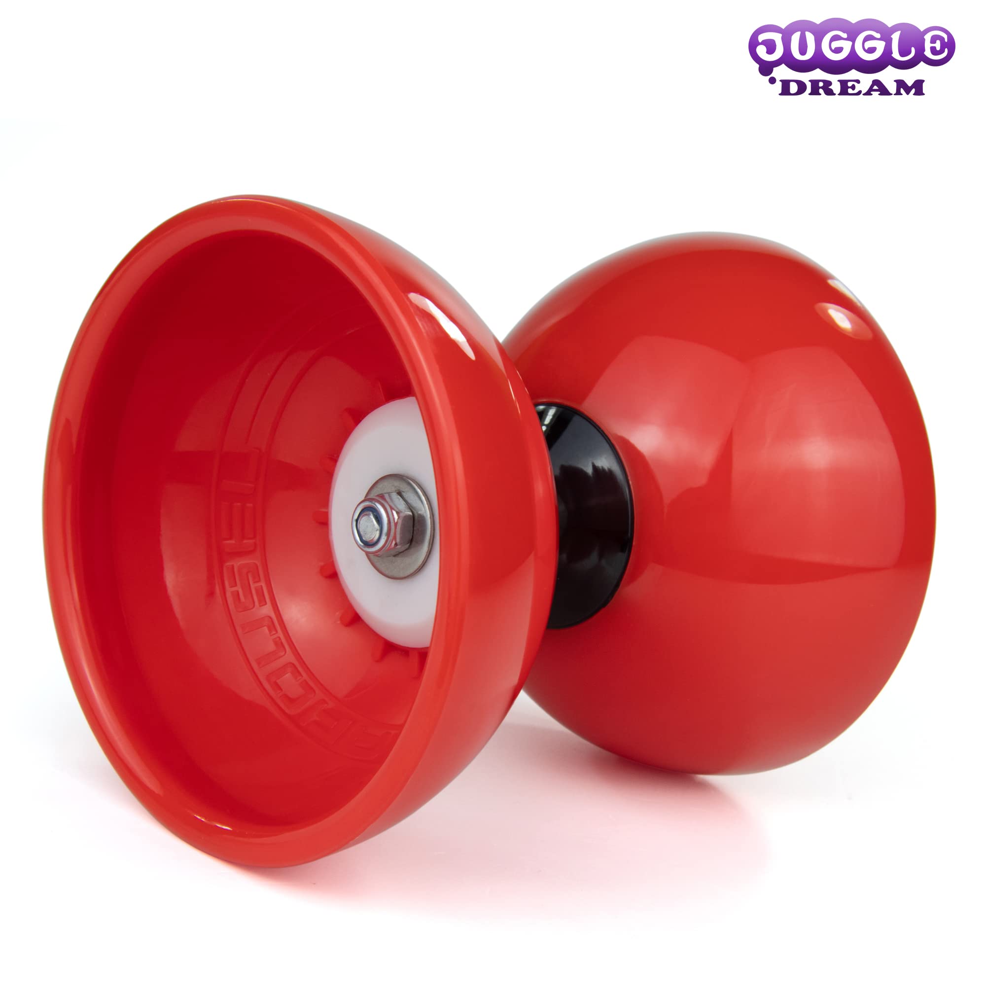 Juggle Dream Carousel Diábolo Set para Malabares - Pro Triple Rodamiento Diábolo con Varillas de Aluminio y Vídeo de Aprendizaje en Línea (Rojo)