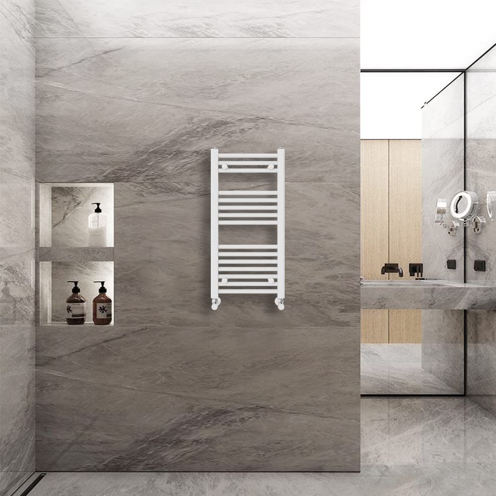 Warmehaus (800X400mm) Straight Heated Towel Rail Central Heating For Bathroom Kitchen Radiator Ladder White