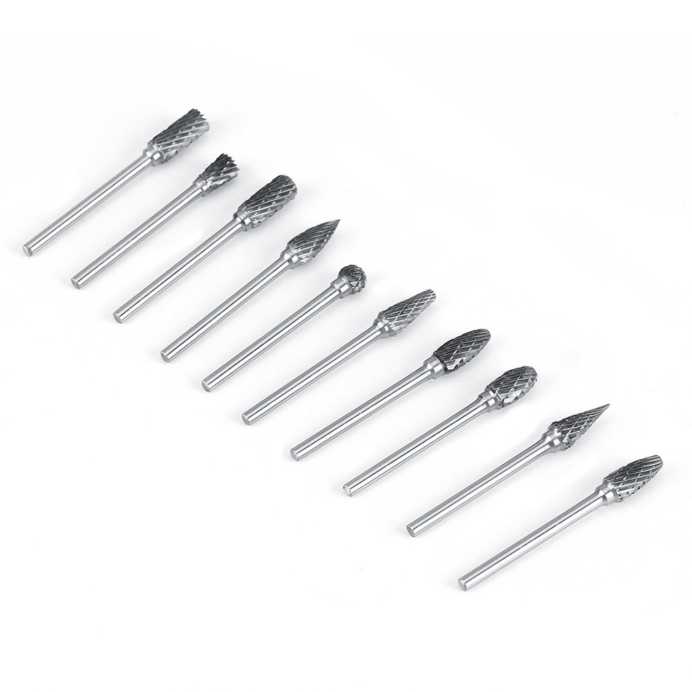 10pcs Obrotowy Wiertła Frezy Ze Stali Wolframu Węglika 6 Mm Średnica Głowy Do Diy Stolarki Rzeźba Grawerowanie Wiercenia (Double Cut)