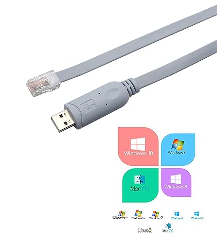 Miniatura 6 de QiCheng&LYS Cable de consola USB 2.0 con chip FTDI, cable de consola USB a RJ45 para enrutadoresWindows 7,8Switches (USB 6 pies 5.9 ft)
