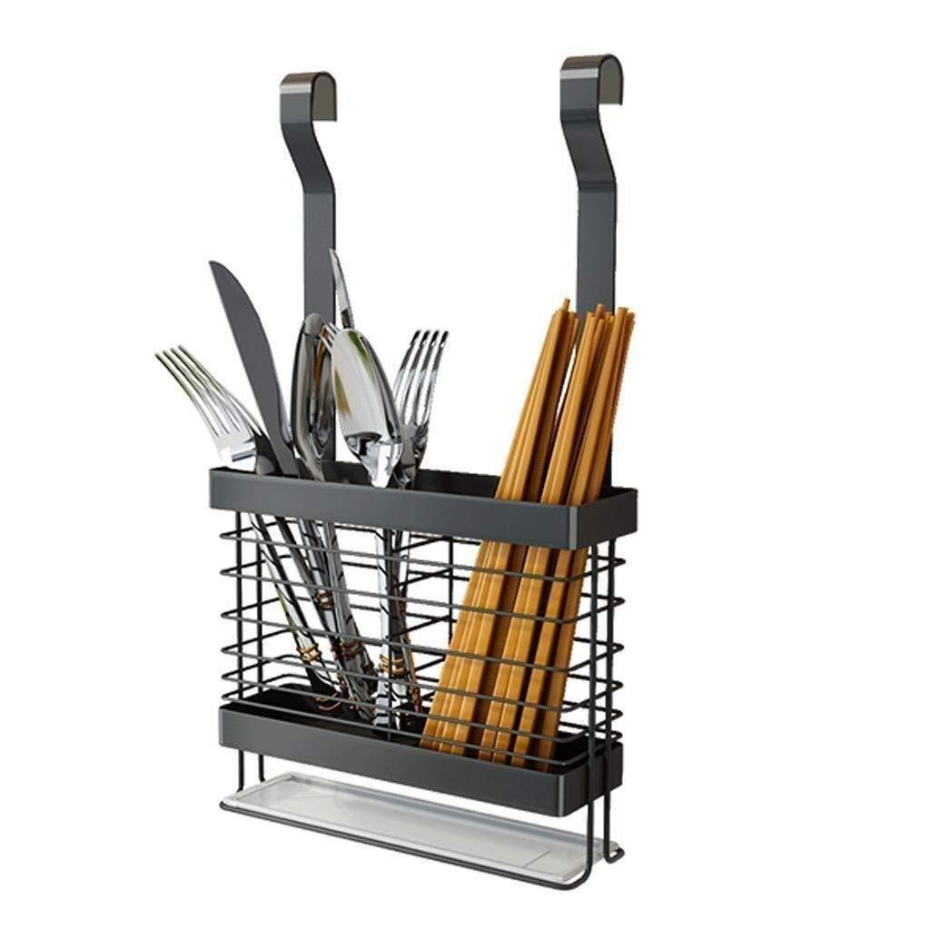 GTHTUHFD Spice Rack Organizer, Kitchen Hook Shelf Black Stainless Steel Punch-Free Hanger Tableware Storage Rack Drying Rack