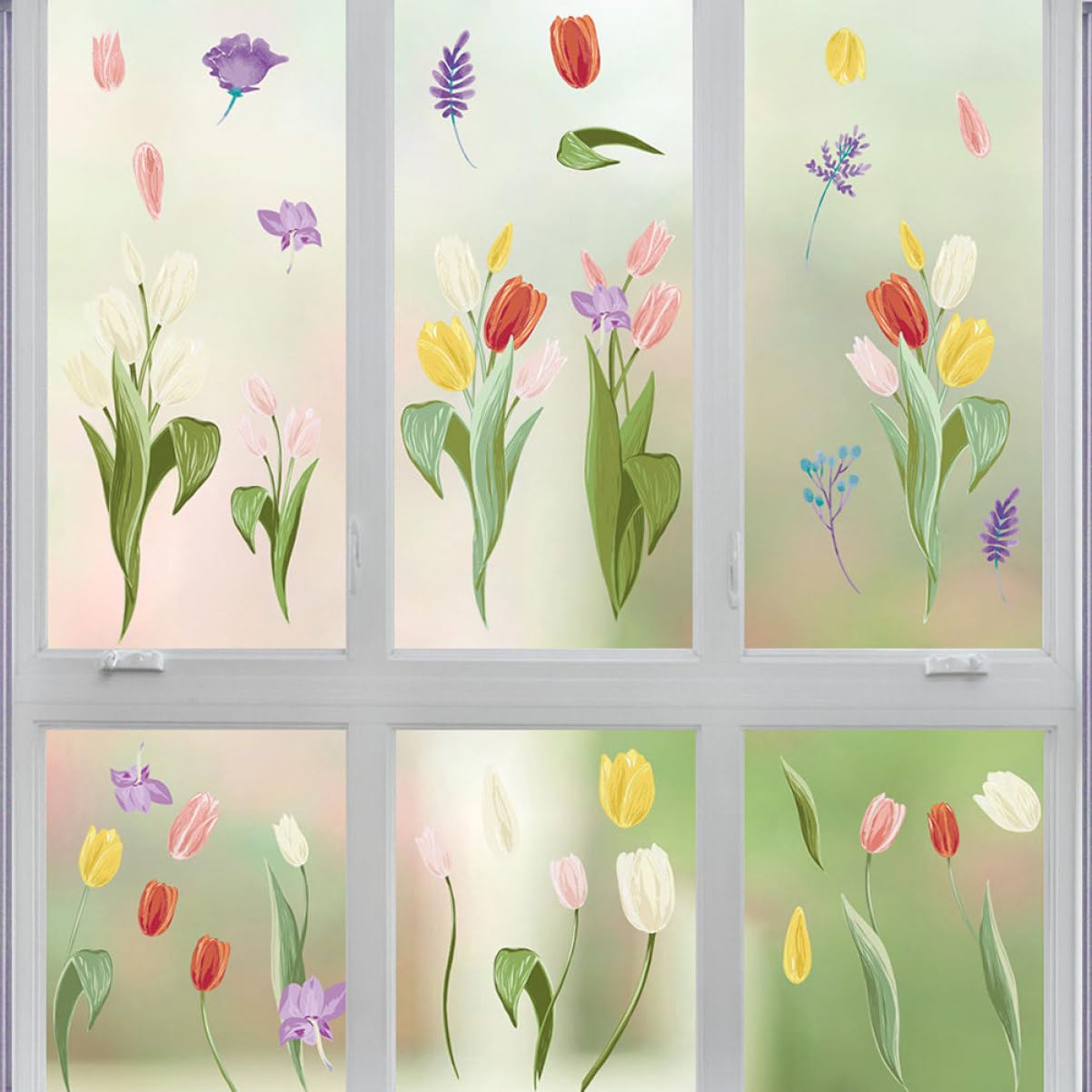 Alipis 3sätze Dekorative Tulpen Fensterbilder Doppelseitige Statische Aufkleber Für Glas Selbstklebend Kinderfreundlich Für Fensterdekoration Im Wohnzimmer Und Klassenzimmer