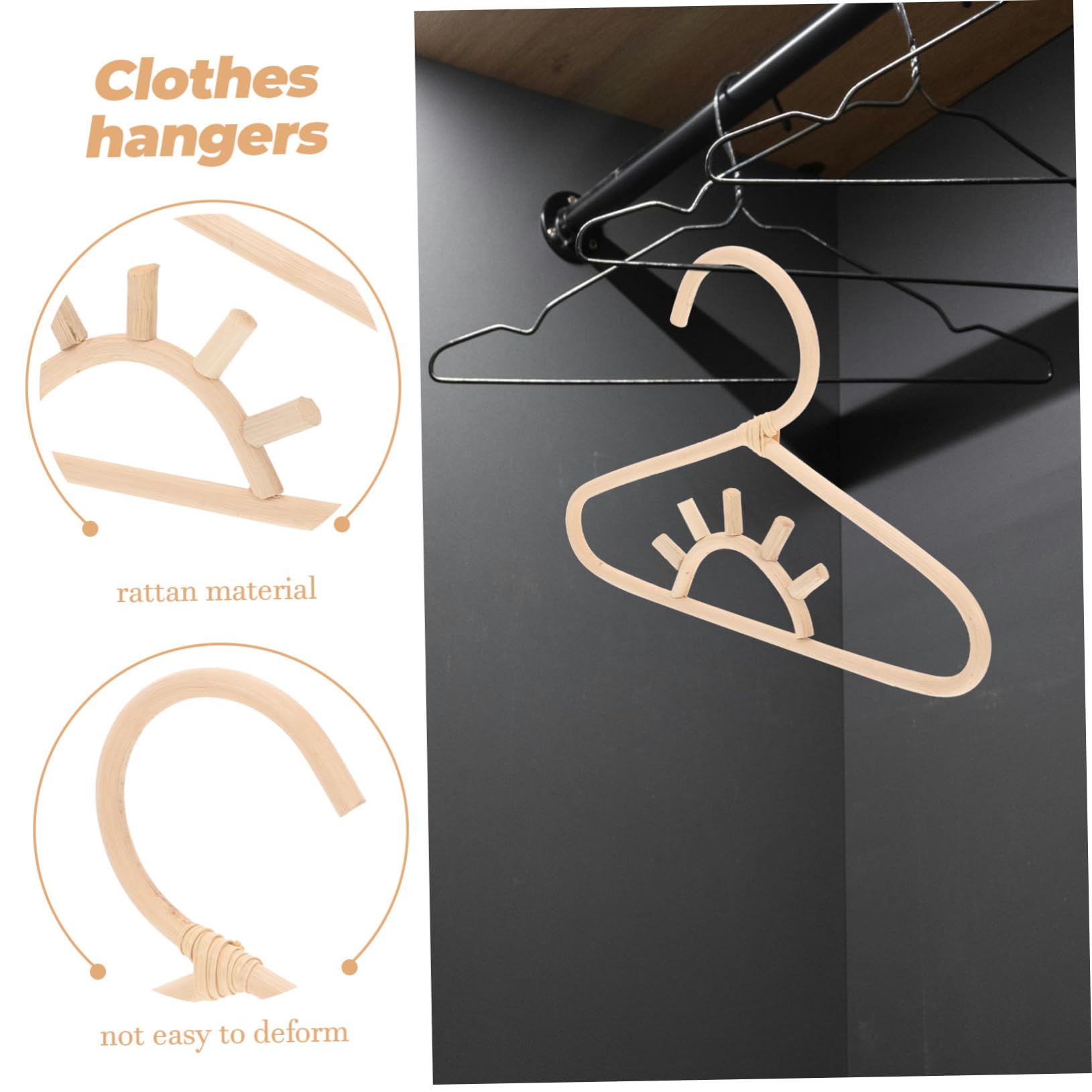 PRETYZOOM 4 Piezas Percha De Ropa Infantil De Ratán Percha De Ratán para Niños Perchas para Niños De Alta Resistencia Perchas De Ratán para Pequeños Colgador De Ropa De Bebé Rota