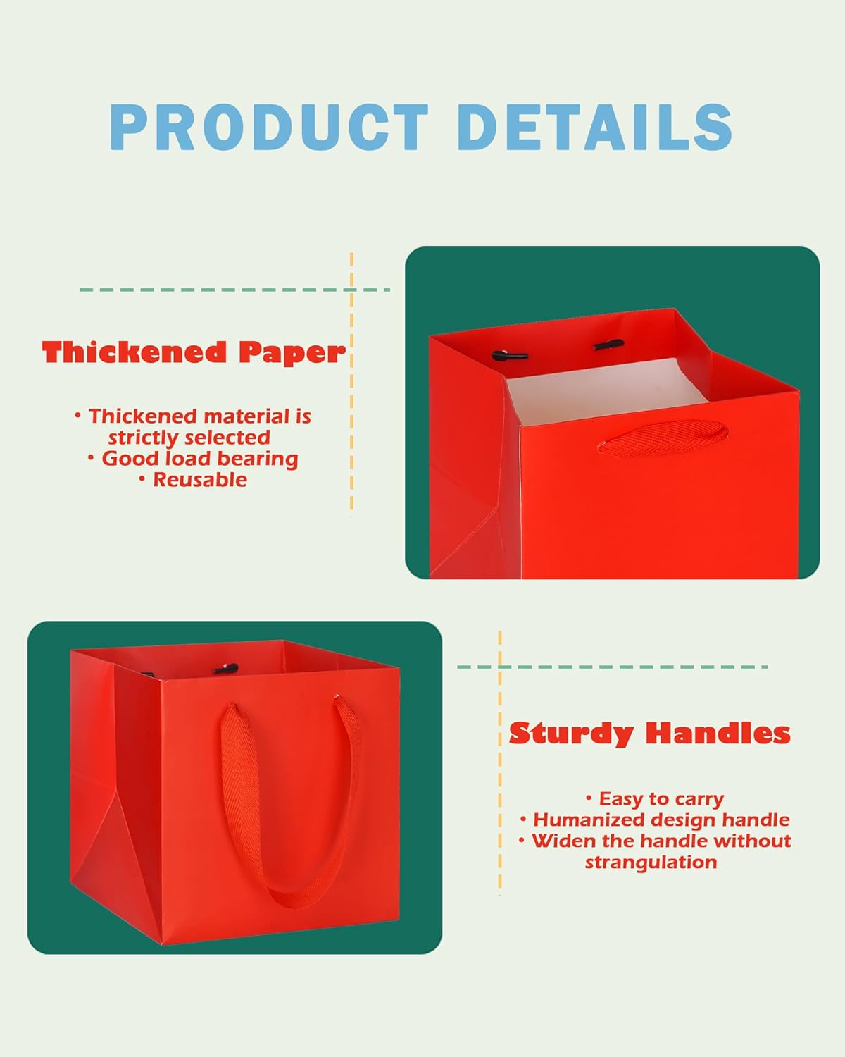 ADIDO EVA 10Pcs Square Gift Bags with Tissue Paper Medium Red Square Gift Bags with Handles for Party Favor (10x10x10 In, Red)