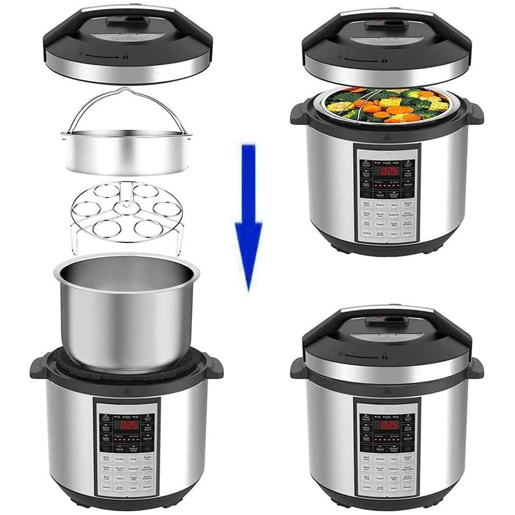 Juego de 3 Piezas Juego Rejillas Vaporera, Vaporera con Asa, Incluir Vaporera Inoxidable, Rejilla para Cocer Huevos al Vapor y Separadores, para Ollas con un Diámetro Interior Superior a 21 cm