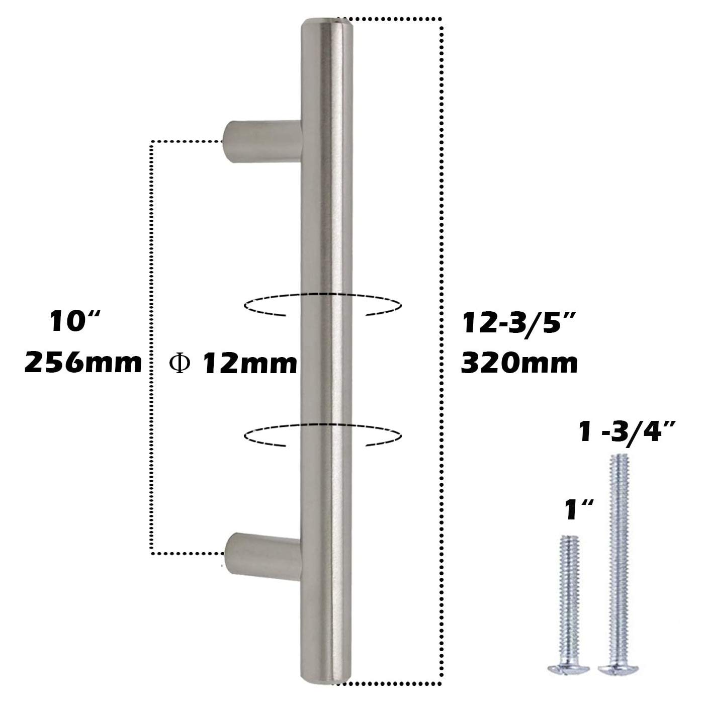Gobrico Satin Nickel Cabinet Pulls 10 inch Hole Centers, Brushed Nickel Cabinet Hardware Euro T Bar Stainless Steel Drawer Pulls Dresser Knobs-30 Pack