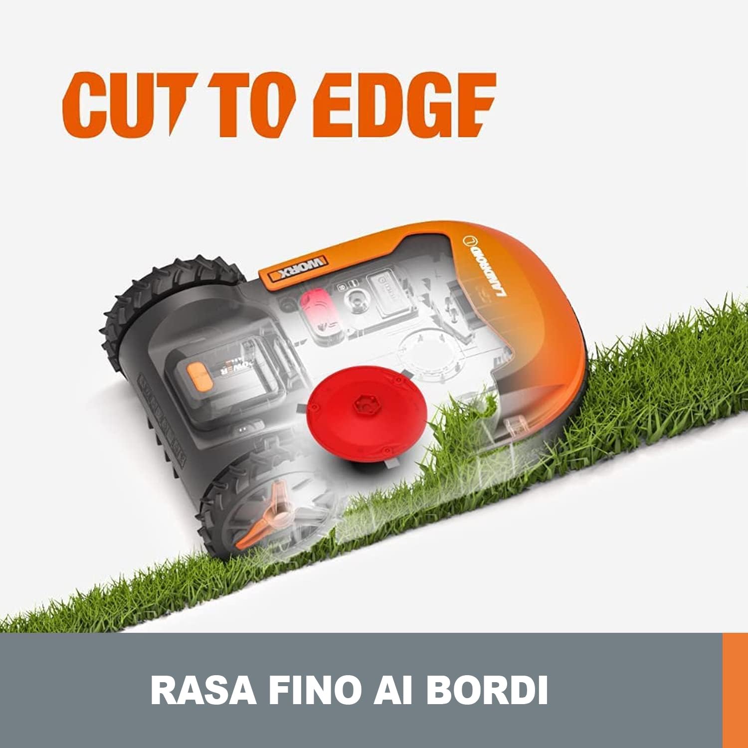 WORX WR165E Robot Rasaerba Landroid Classic M500 2.0 a Batteria Area di Taglia 500Mq - Wifi - Bluethooth - Lama Flottante - Base a Scomparsa - Carica Laterale - Taglia Fino al Bordo