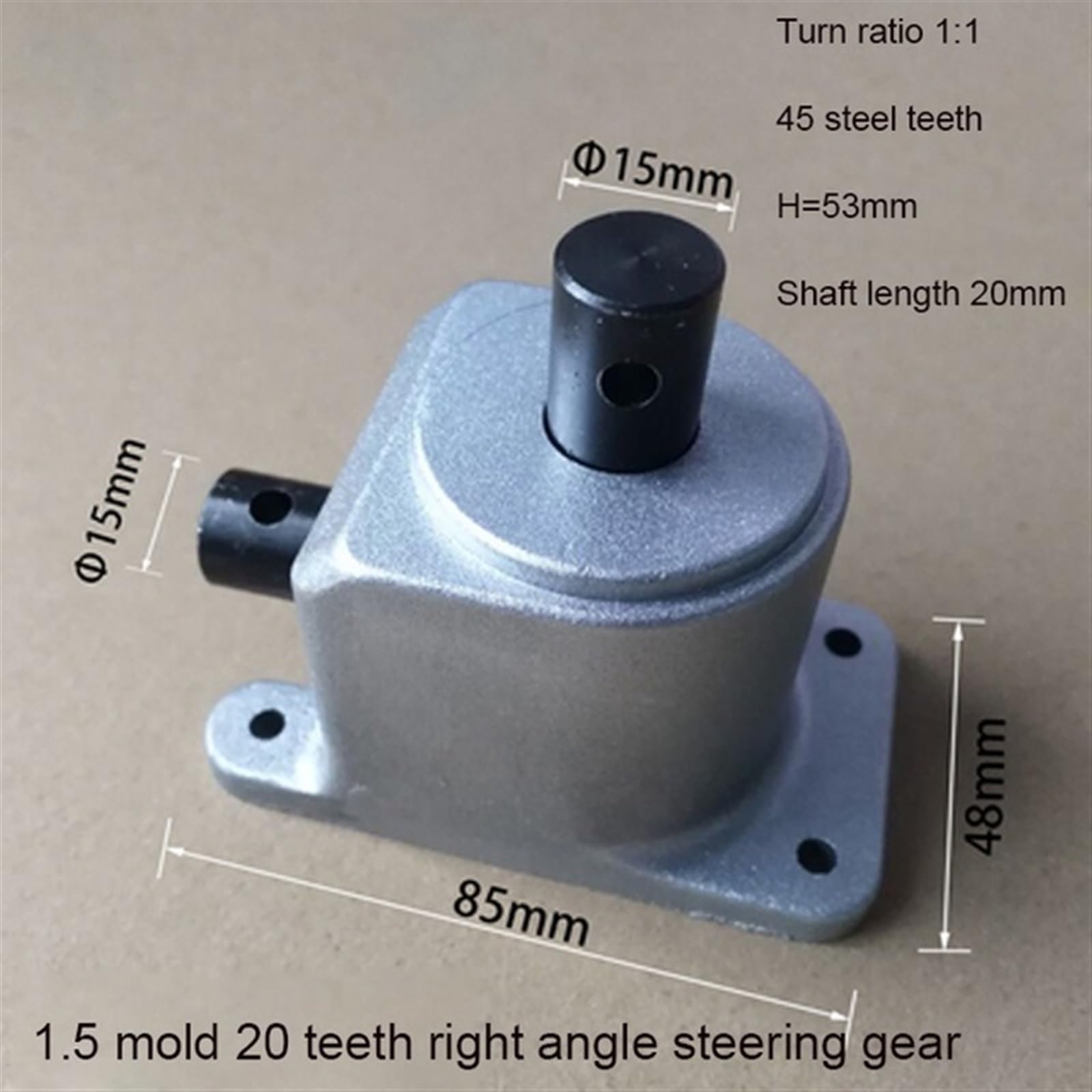 Miter Transmission 1pcs 90 Degree Commutation Angle Converter Ratio 1:1 Bevel Gearbox Small Steering Gear Right Angle Reversing Gearbox Pinion Mechanical (Color : A)