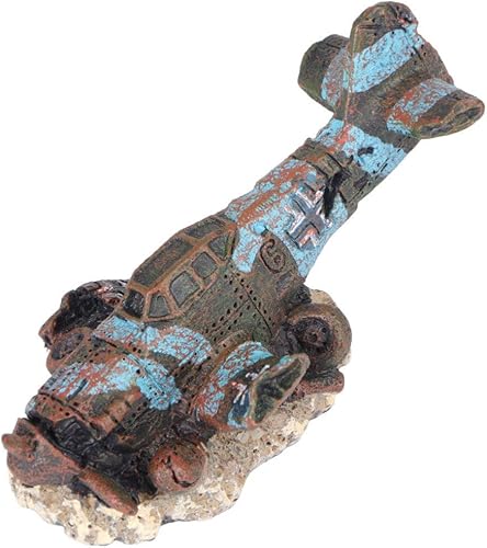 Miniatura 9 de POPETPOP Acuario Plane Wreck - Decoración de avión estrellado de resina para pecera