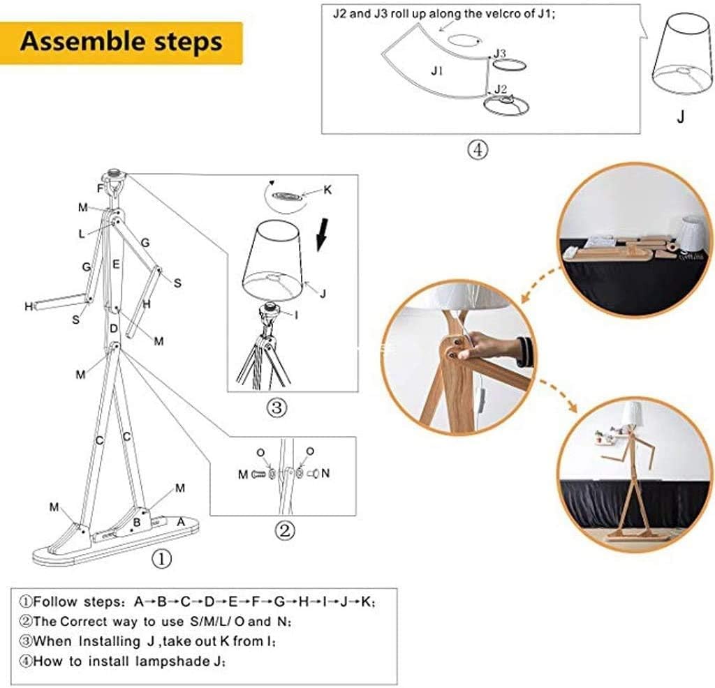 Lampada da Terra Uomo in Legno Fai-da-Te con Paralume in Tessuto Bianco, Luce da Terra Regolabile in Altezza per Soggiorno Camera da Letto Ufficio Caffetteria Decorazione, Ash