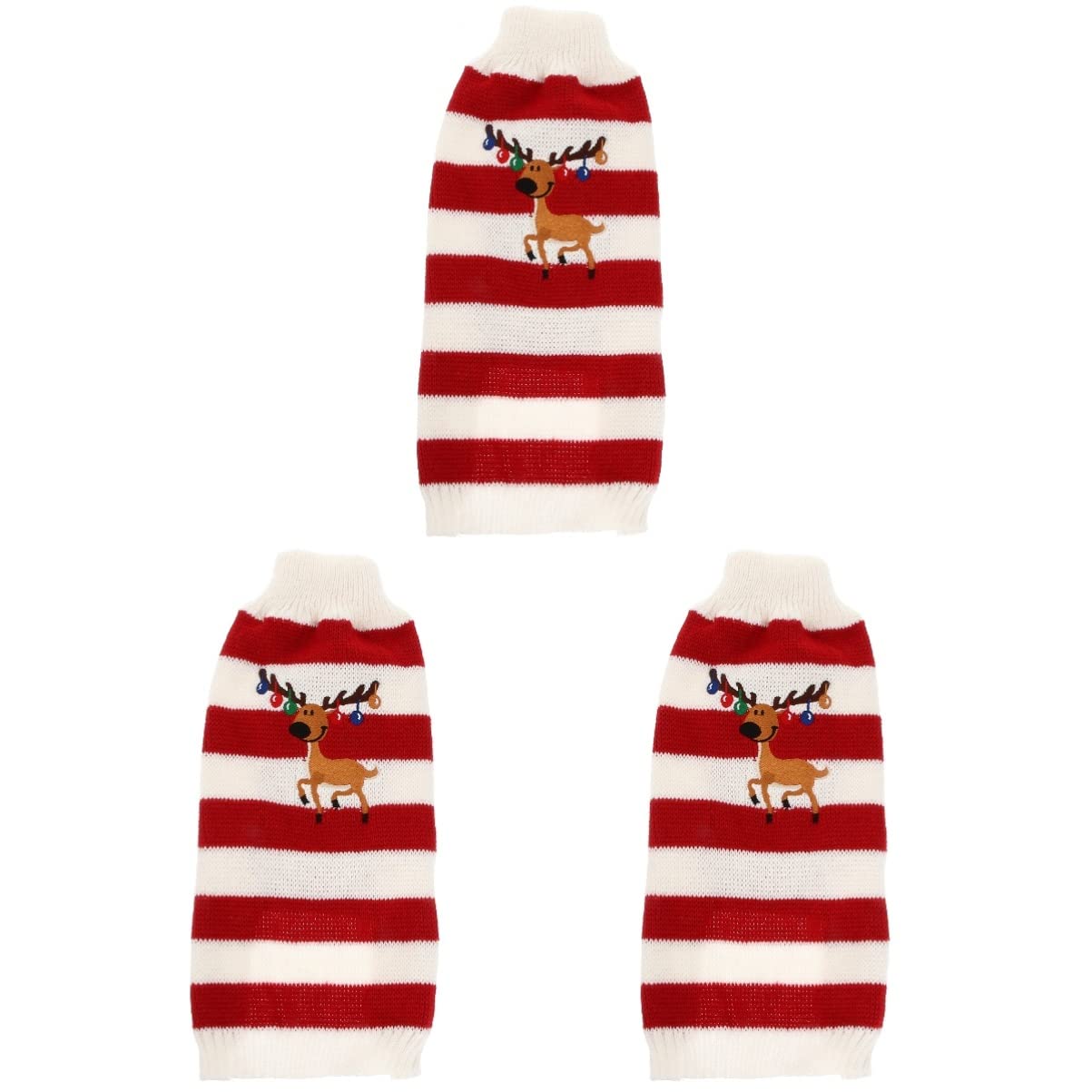 POPETPOP 3pcs Pet Christmas Clothes Winter Dog Costume Elk Knit Sweater for Pet Dogs for Holiday Outings and Warm Comfort