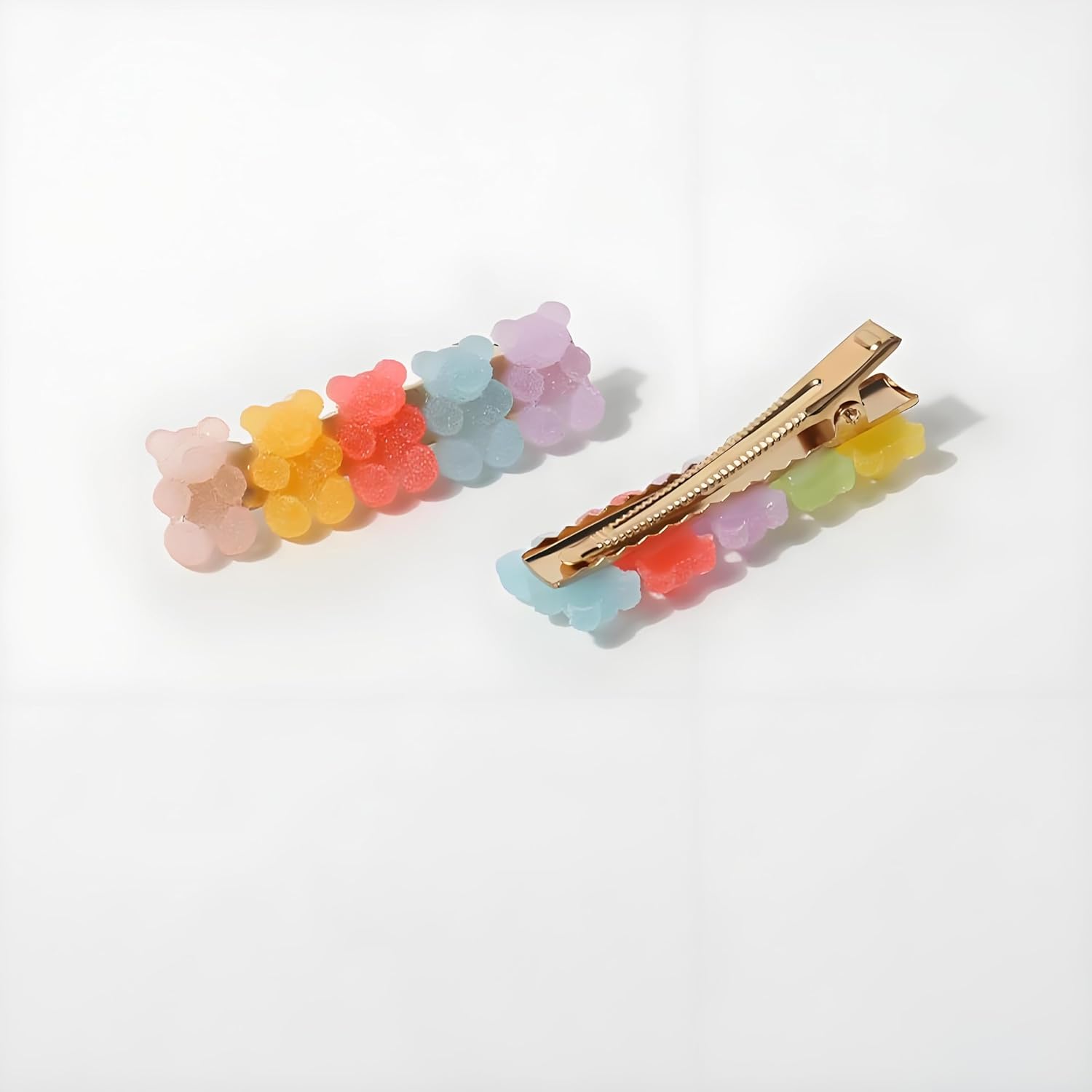 2Pcs Candy Hair Clips Cartoon Gummy Bear Barrettes Colorful Resin Animal Hairpins Handmade Birthday Valentines Christmas Hair Accessories for Women Thin Hair