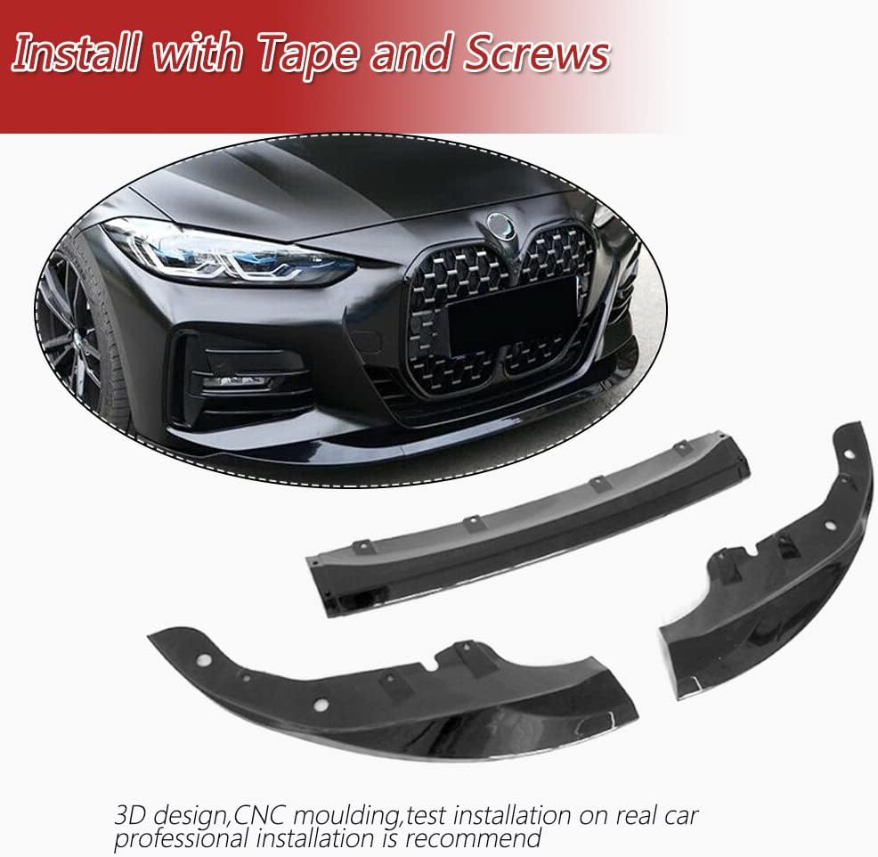 G22 Front Bumper Lip for BMW 4 Series G22 G23 2020-2022 430i 440i M Sport Coupe&Convertible 2-Door Front Lip Spoiler Body Kit Factory Outlet (Gloss Black)(3pcs/Set)