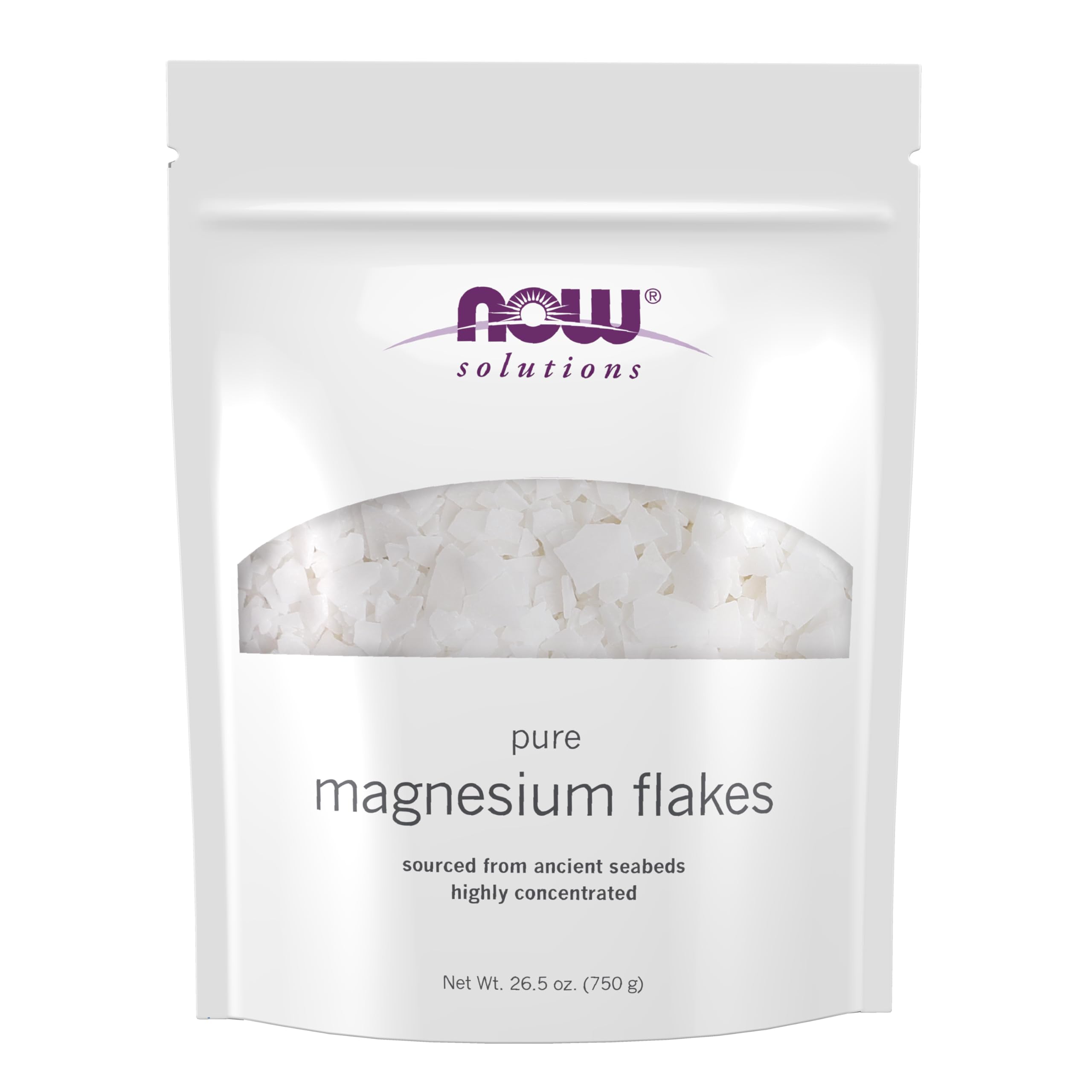 NOW Solutions, Magnesium Flakes, Pure, from The Ancient Zechstein Seabed, Highly Concentrated, 26.5-Ounce