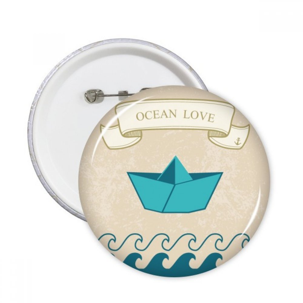 Bateau d'amour d'océan badge rond multicolore grand format - 3