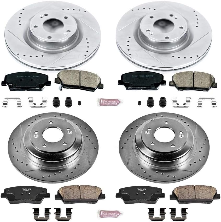 Buу 2 gеt 3 Power Stop K6170 Front and Rear Z23 Carbon Fiber Brake Pads with Drilled & Slotted Brake Rotors Kit