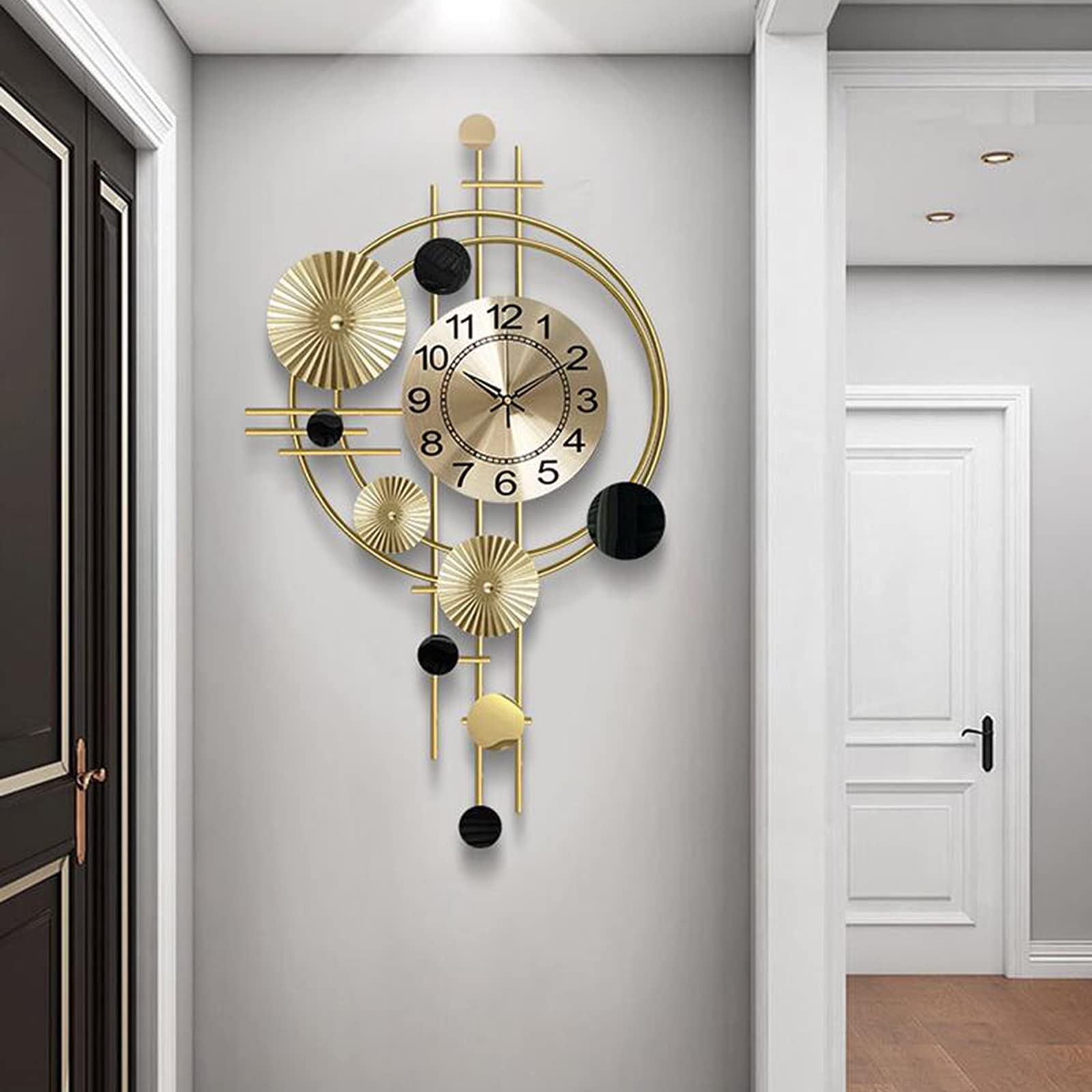 Nowoczesny design duży metalowy zegar ścienny cyfrowy do salonu jadalni - stylowy współczesny element wystroju