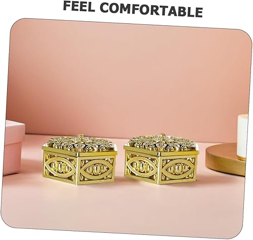 Miniatura 3 de Garneck 12 cajas de dulces hexagonales huecas clásicas doradas hexagonales caladas, caja de plástico para baratijas, cajas de regalo pequeñas