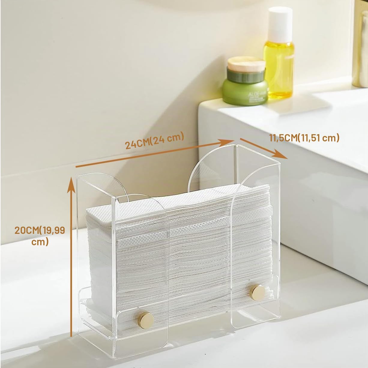 Distributeur de Serviettes en Papier sur Comptoir en Acrylique : Porte-Serviettes en Papier Transparent - Rangement Plié pour Serviettes d’Hôte - Convient pour Serviettes en Papier Pli Z, Pli C ou