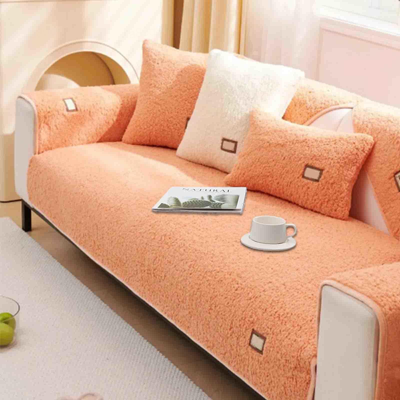 YSZBD Funny Fuzzy Sofa Cover 3/4/2/1 Seater Recliner I/u Shape Sofa Covers Corner Sofa Sofa Cushion Covers Winter Thick Plush Machine Washable Gray,#47-110x110cm