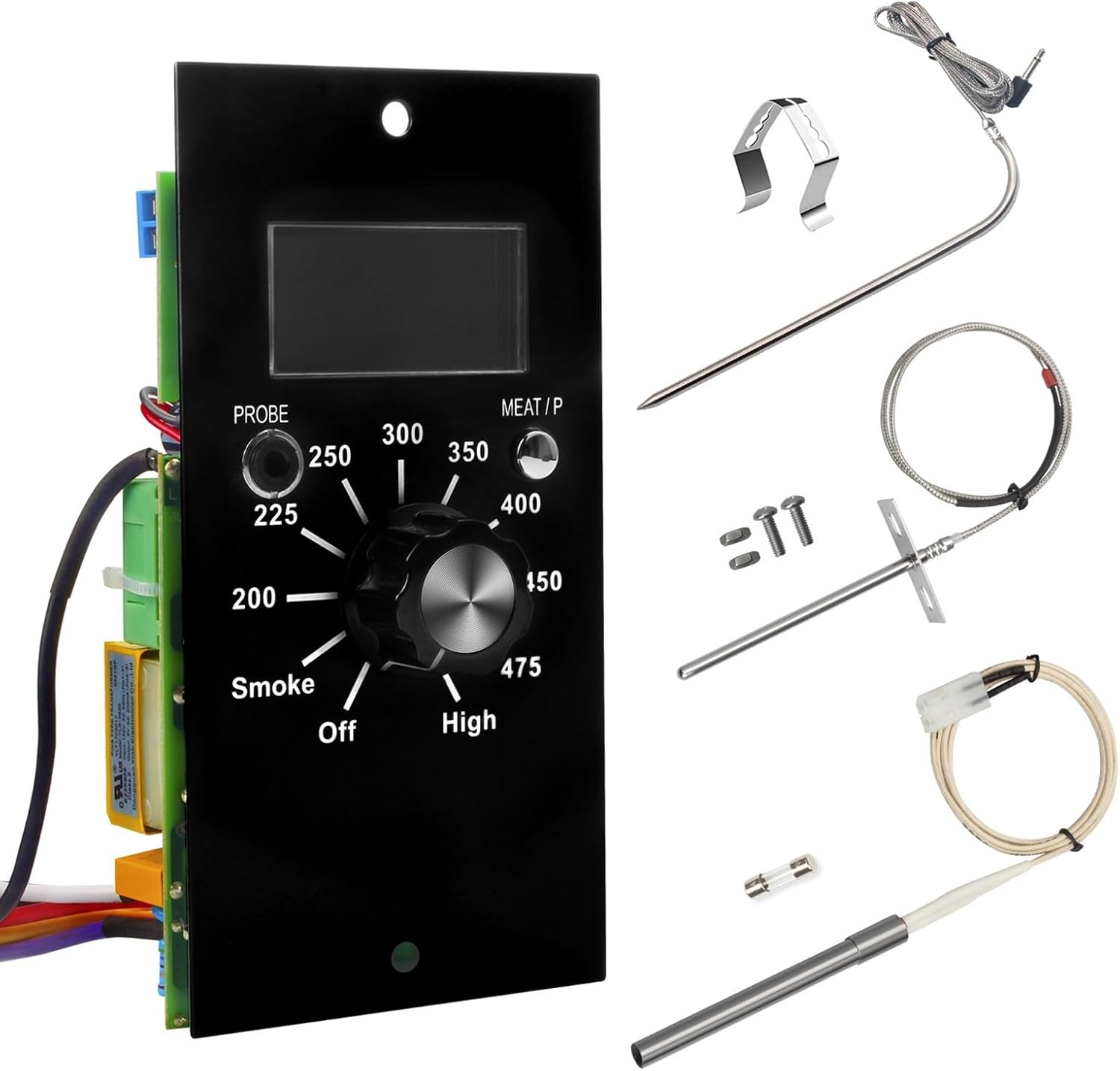 BBQ Replacement Part for Pit Boss Pellet Grills Digital Thermostat Controller With Temp Sensor, Rod Ignitor, Meat Probe(120V)