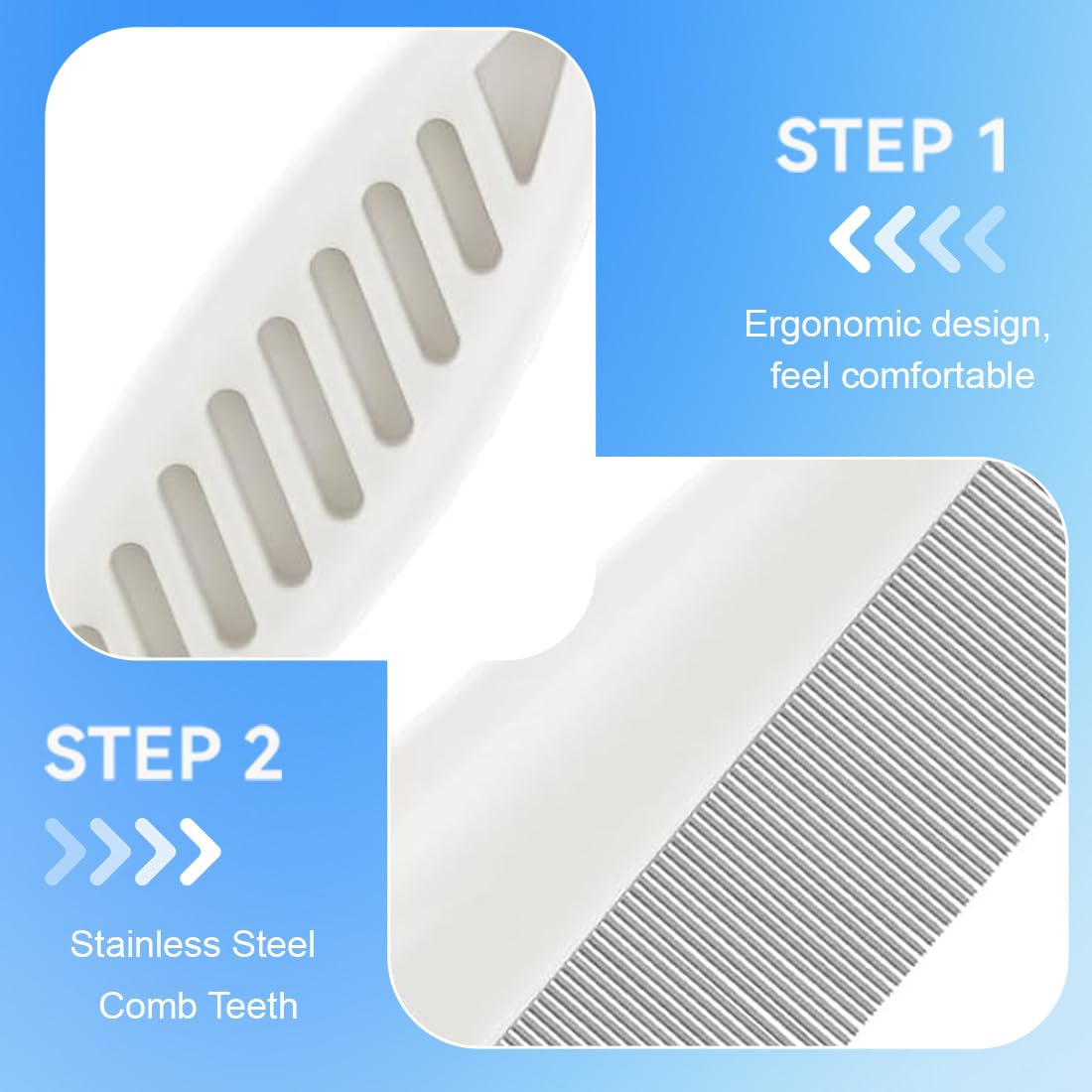 4 Pièces Peigne Anti Puces Peigne Anti Puces Pour Chat Et Chien Pour Poils Longs Pour Enlever Les Puces Les Tiques Les Taches De Larmes Et Les Pellicules Blanc Bleu