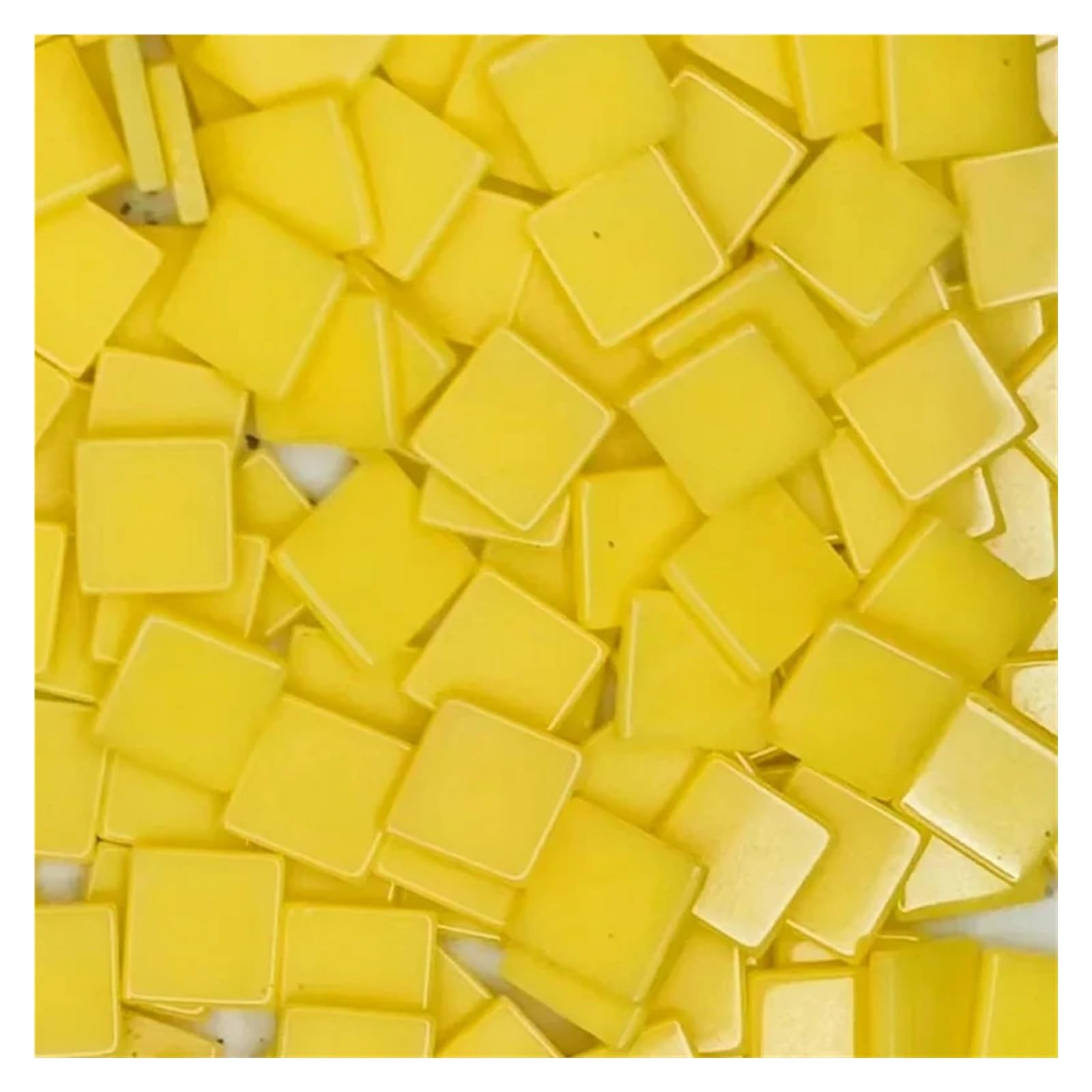Ekalgretra Light Yellow Mosaic Making Supplies 100Pcs 1Cm/0.39In Square Resin Mosaic Tiles 0.2Cm/0.08In Thickness Diy Colorful Crafts Materials(Light Yellow)