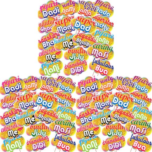 Image of Wobbox All Occasion Indian Family Photo Booth Party Props (18 Pieces) (Pack of 3)