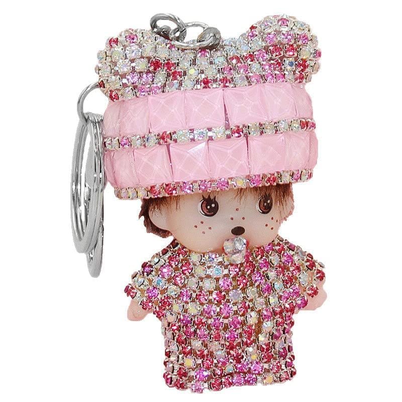Monchichi Kiki Porte-clés en forme de diamant avec peluche, taille unique-Couleur rose