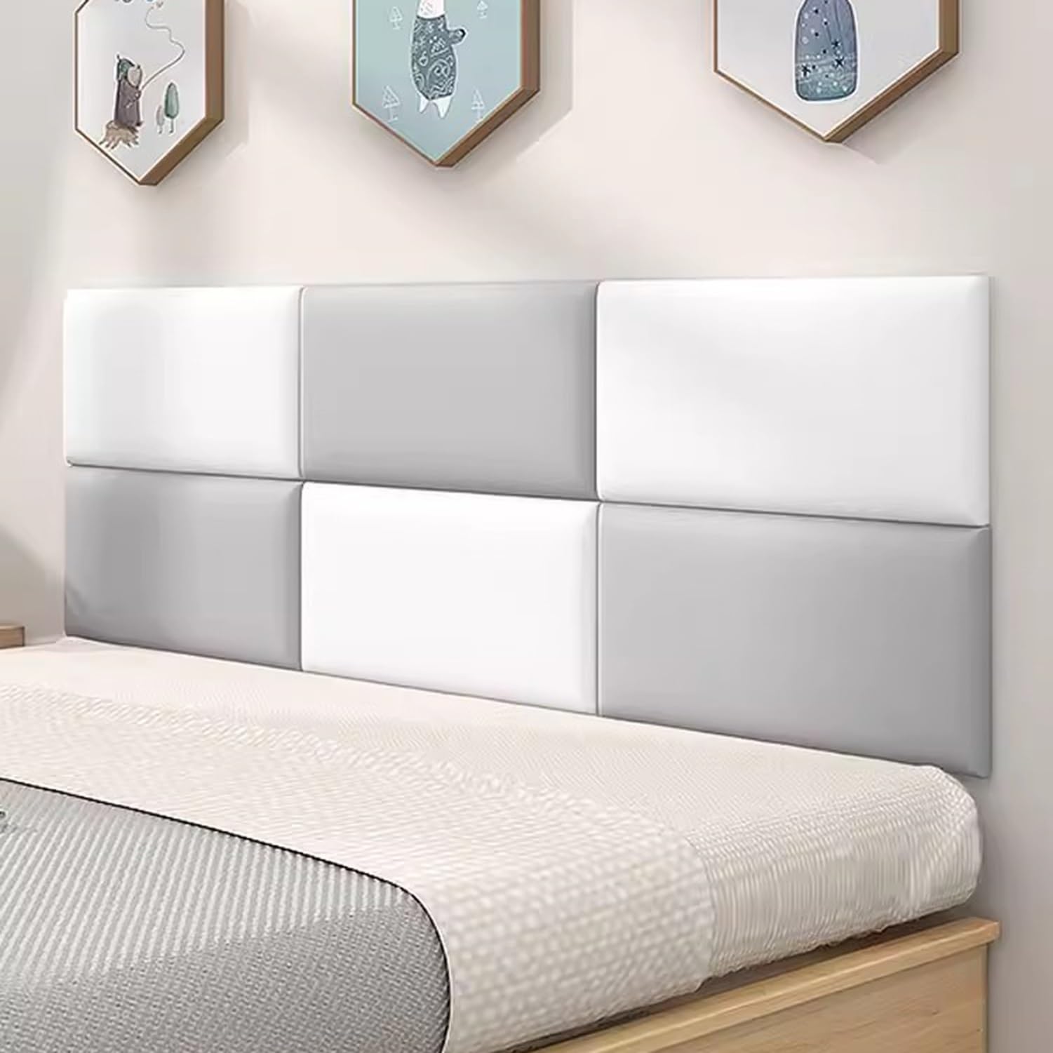 Tête De Lit Tapissée - 120cm-6pcs/160cm-8pcs/200cm-10pcs Anti-Collision Panneau Mural 3D Rembourré - 3.2cm D'épaisseur Auto-Adhésive Tapis Murale (Color : Grey, Size : 200x50cm)