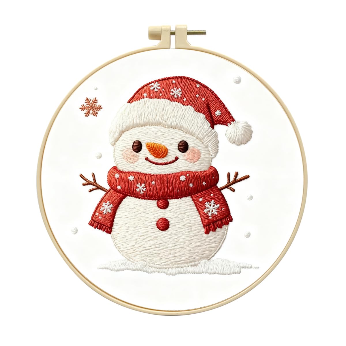 Zhenqing Snowman Embroidery Kit for Beginners, Christmas Winter Needlework Kit with Pre-Printed Cotton Fabric, 20cm Hoop, Threads &amp; Tools (C0146)