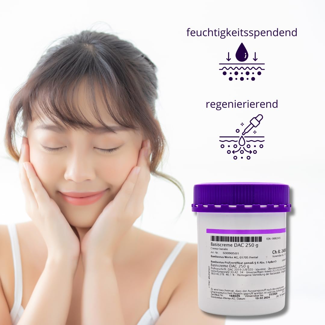 Basiscreme DAC 3x 250 g I Hautpflege I Neurodermitis, Psoriasis, Schuppenflechte, Akne I Trockene Haut I Juckreiz I Subakut-chronisch entzündliche Hauterkrankungen I Spar-Set plus Pharma-Perle