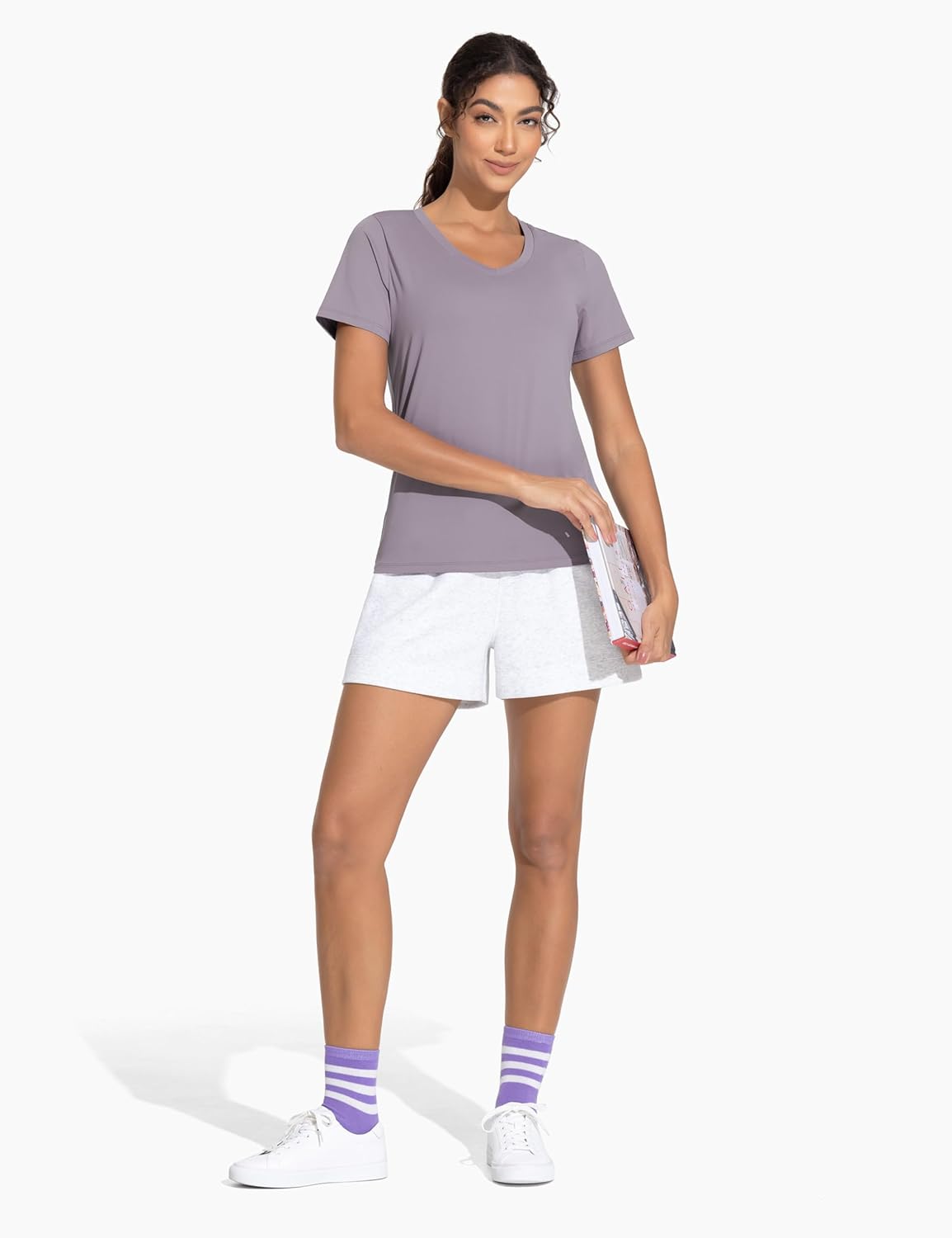 THE GYM PEOPLE Women's V-Neck Workout Shirts Short Sleeve Breathable Basic Yoga Athletic T-Shirts - Image 6