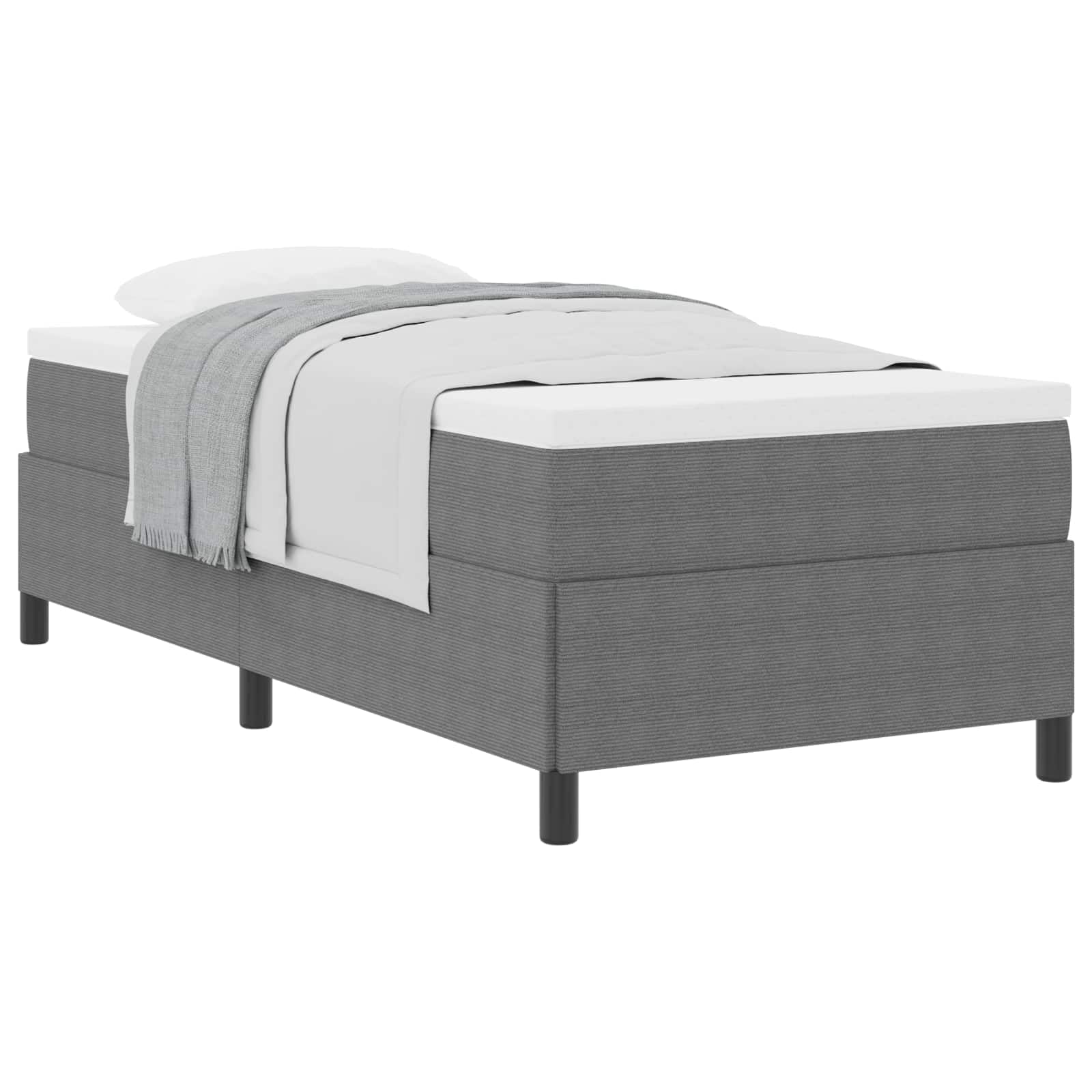 Nowoczesne drewniane łóżko tapicerowane Box Spring Jasnoszary 100x200 cm