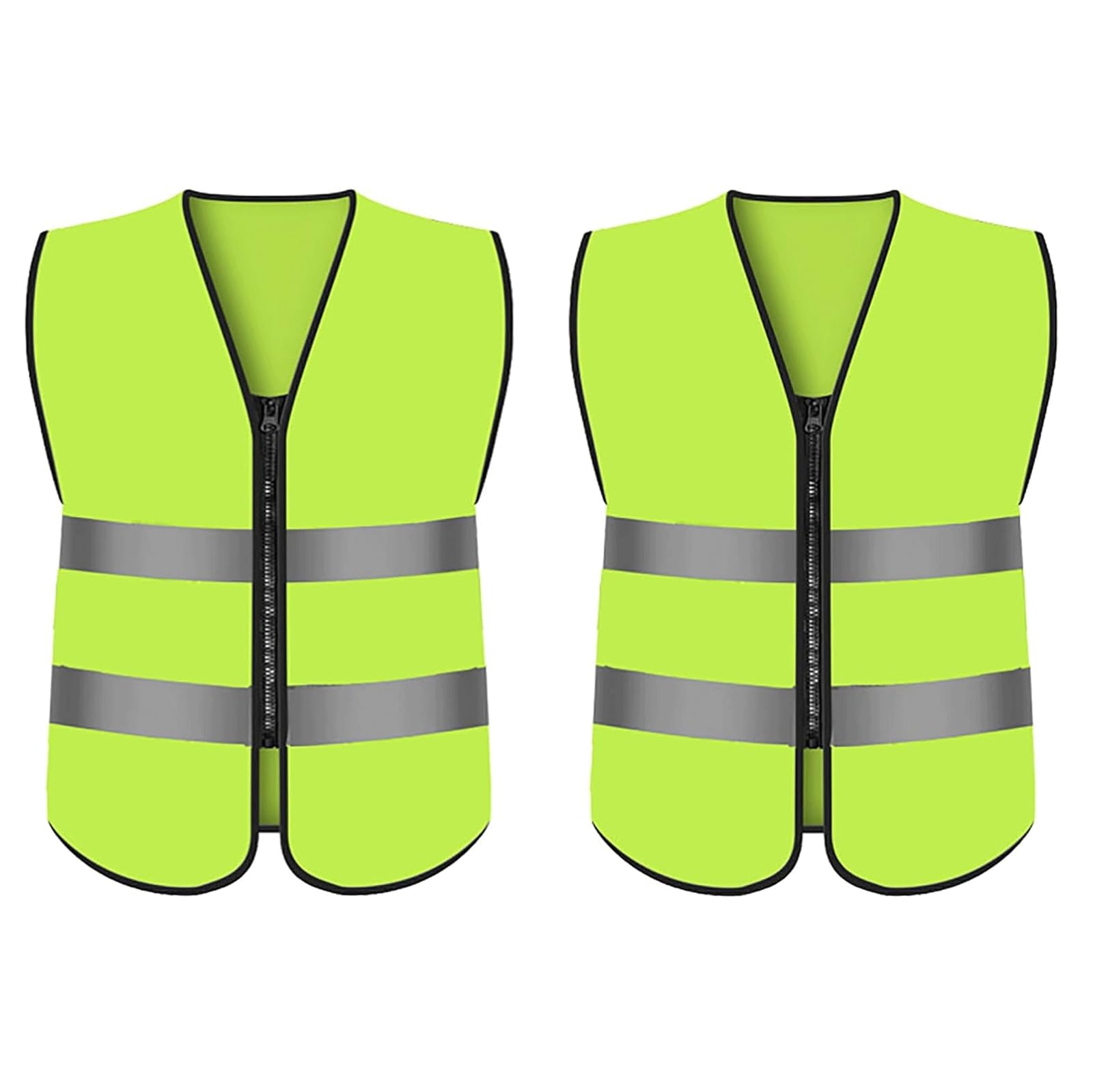 Chaleco de Seguridad Traje reflectante de malla, chaleco de seguridad transpirable de 2 uds con bolsillos y cremallera para ciclismo, chaleco reflectante de seguridad para correr Portátil