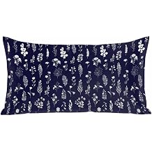 Navy Blue Wildflowers Satin Pillowcases with Zipper Cal King Size Cooling Silk Pillow Cases for Hair and Skin Smooth Soft Farmhouse Botanical Garden Floral Throw Pillow Covers for Women Men 20x40 Inch