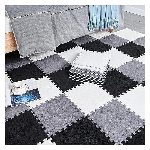 FYYSJW 100 Piezas De Alfombrillas Entrelazadas De Espuma Blanda, Alfombrillas De Juego con Forma De Rompecabezas, Alfombra De Felpa para Sala De Juegos, 12 X 12 Pulgadas