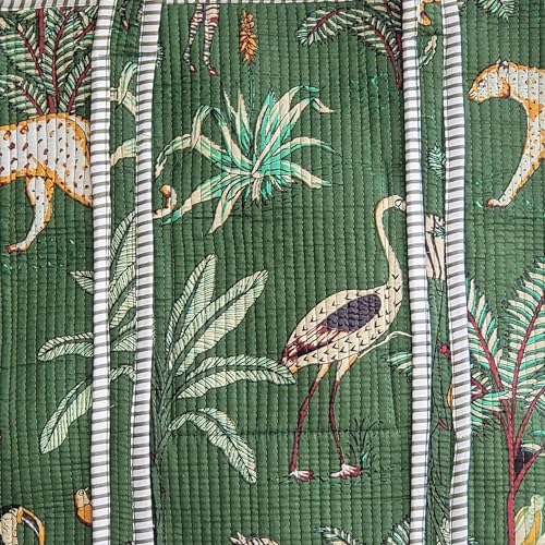 Image of 100% Cotton Jungle Print Shoulder Bag Tote Bag Women Reversible Shopping Bag and Grocery Bags Stylish Travel Bag Gift for Her