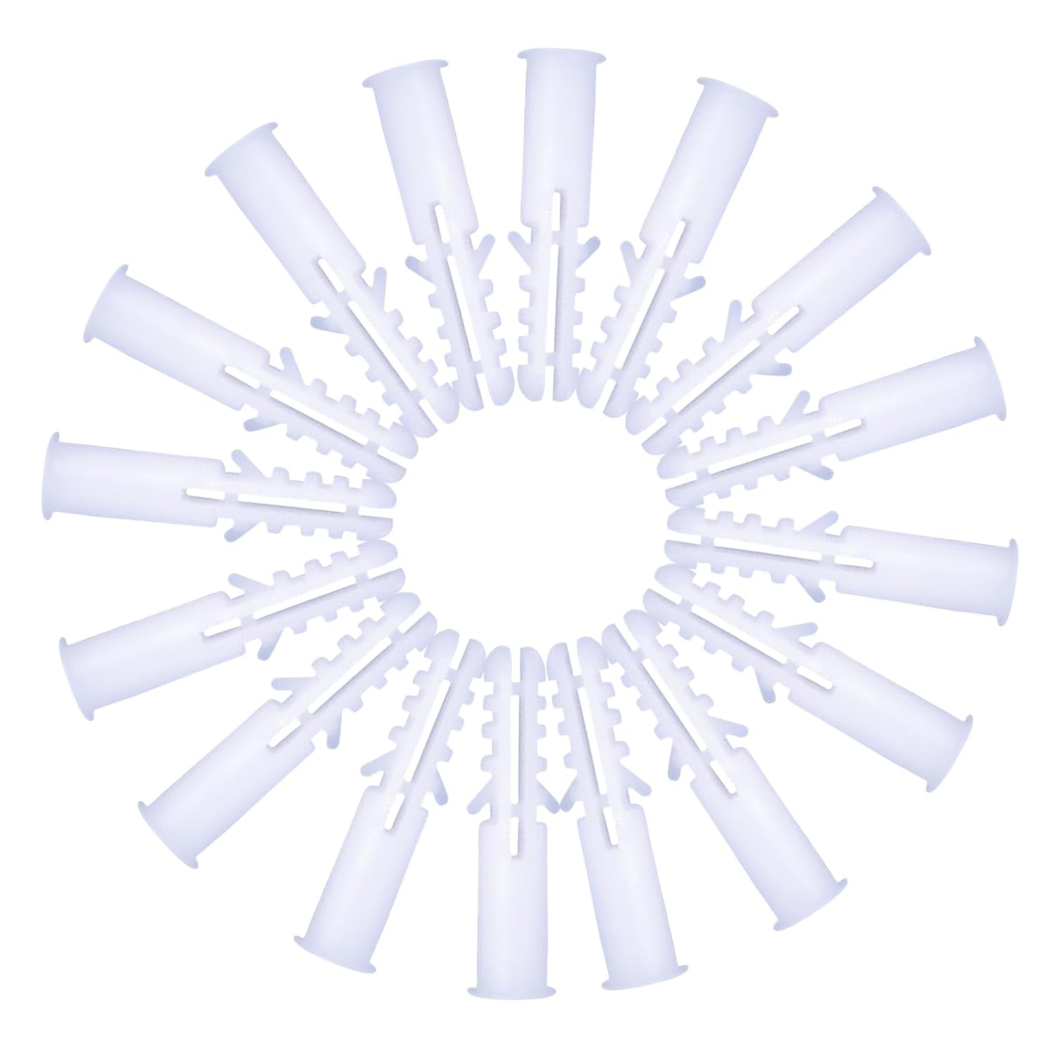 300Pcs S4 (4mm) Expansion Anchor Kit with 6mm Drill Bit - Plastic Drywall Ribbed Anchors for Solid Materials, Column Frame Fixings, and More - White (Without Screws)