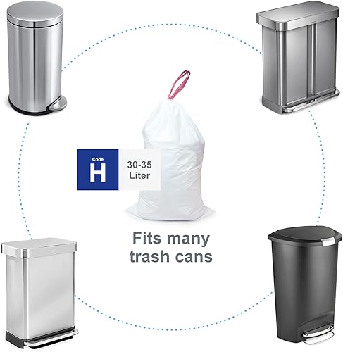 Miniatura 5 de Extreme Consumer Products Bolsas de basura compatibles con Simplehuman Code H, 2 rollos de repuesto (100 unidades), bolsas de basura de plástico