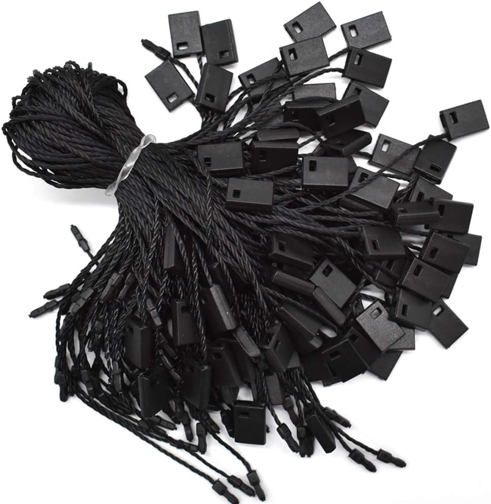Hang Tag String Black 7" 1000Pcs Nylon Snap Lock Pin Loop Fastener Hook Ties Easy and Fast to Attach
