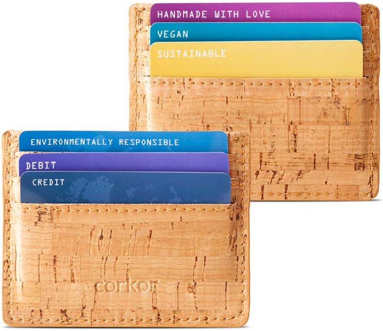 Corkor Cork Card Sleeve– Cork Wallet - Vegan Leather – Cruelty Free - Eco Friendly - Rustic
