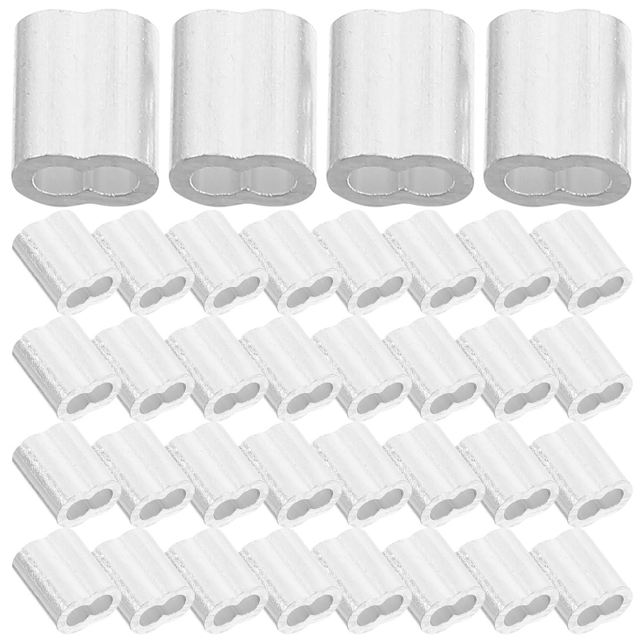 Hemobllo Steel Cable Double Ferrule Clamp 200 Pcs Aluminum Crimping Loop Sleeves 0.39 X 0.43 X 0.12 Inch for Wire Rope Cable Management Dog Leashes Clothes Lines