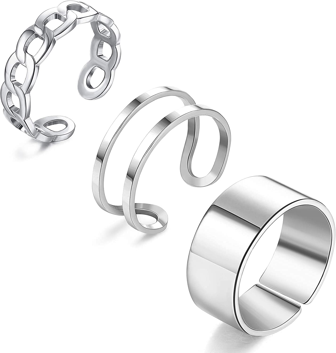 MILACOLATO 3-6 piezas de Anillos de Nudillos de Acero Inoxidable Conjunto de Anillos Simples y Suaves Apilables para los Dedos para Mujeres Anillos Set