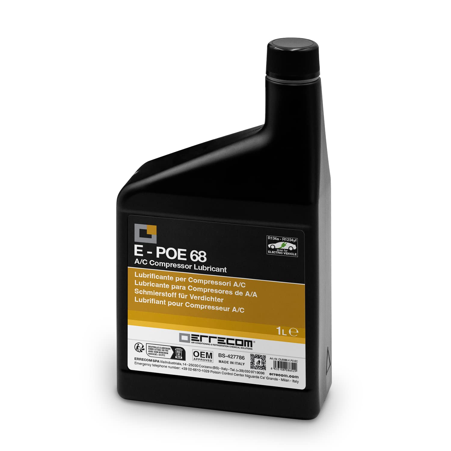 ERRECOM E-POE 68 1 L Lubricante para Compresores A/A Eléctricos Automóviles Híbridos