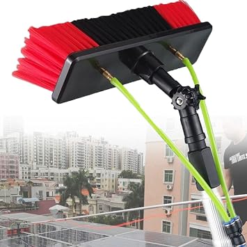 Window Cleaning Pole, Window Cleaner Kit, Water/Hose Fed Extendable Pole, Window Cleaning Brush Equipment, Cleaning Photovoltaic and Solar Panels30cm Brush Head,11m/36ft