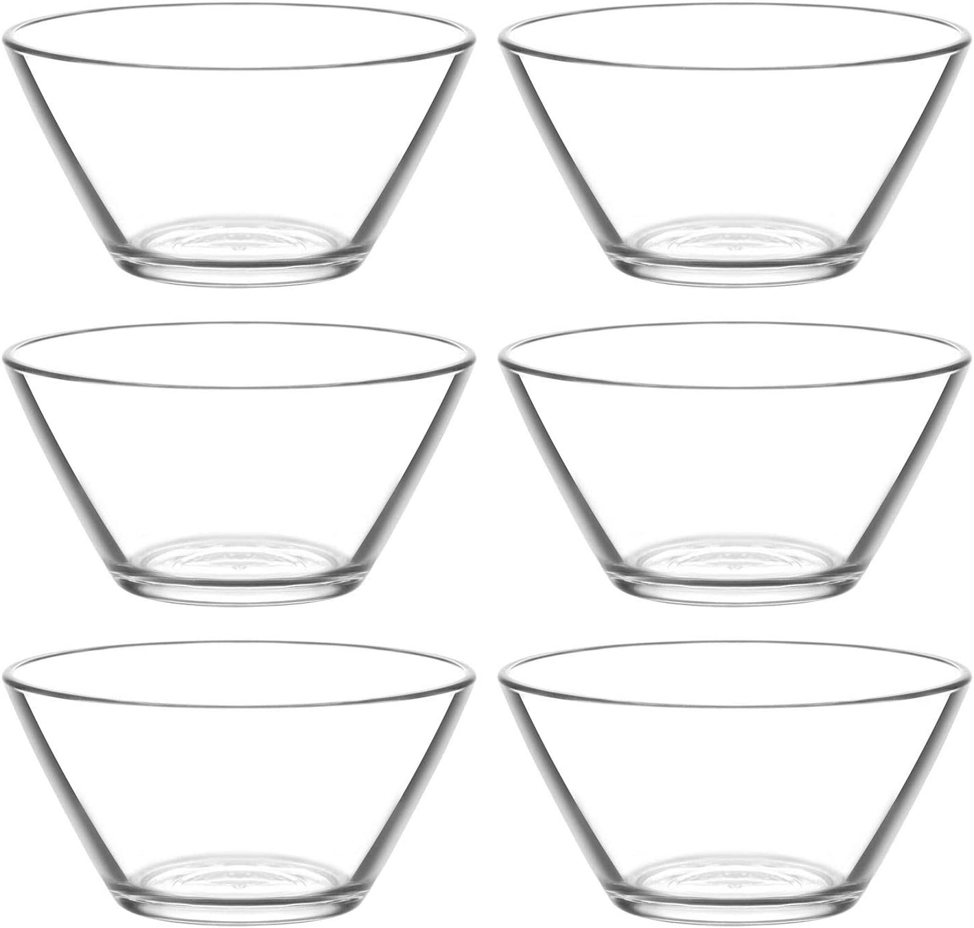 LAV Dessertschalen Set 6er - 300ml Bleifrei Glas Schüsseln Stapelbar